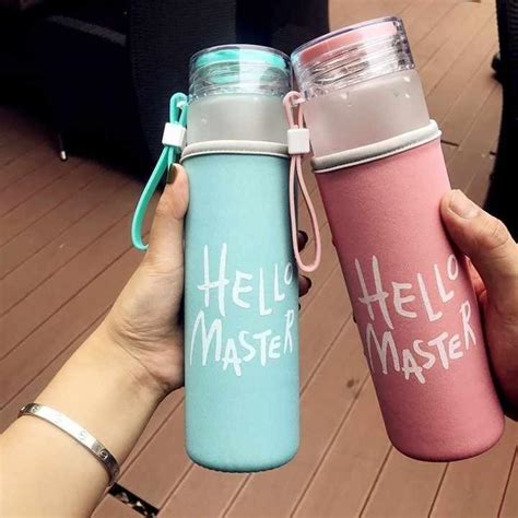 Welour Luxury Hello Master Glass Water Bottle 500Ml (Set Of 2) Come ...
