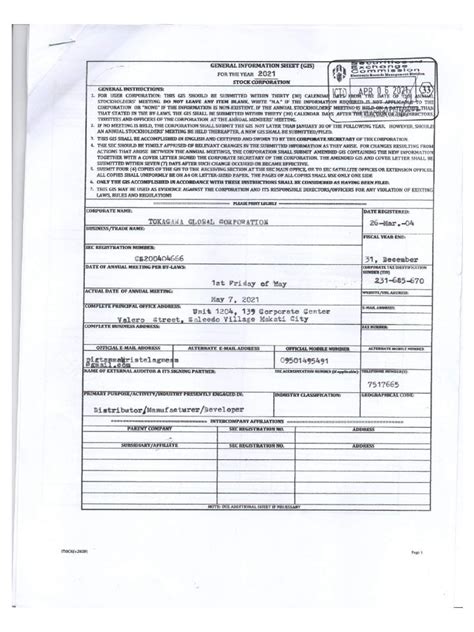 Image result for General Information Sheet Sample