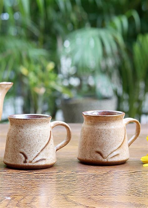 Get Studio Pottery Beige Sun Mug (200 Ml) - Set Of 2 at ₹ 1275 | LBB Shop