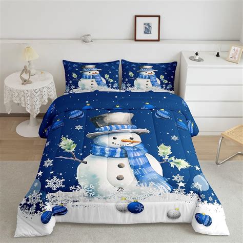Amazon.com: Homewish Cute Snowman Comforter Set Twin Size,Merry ...