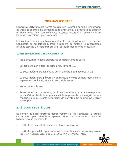 Icontec guia SENA - 1 La norma ICONTEC es la norma aplicable en ...