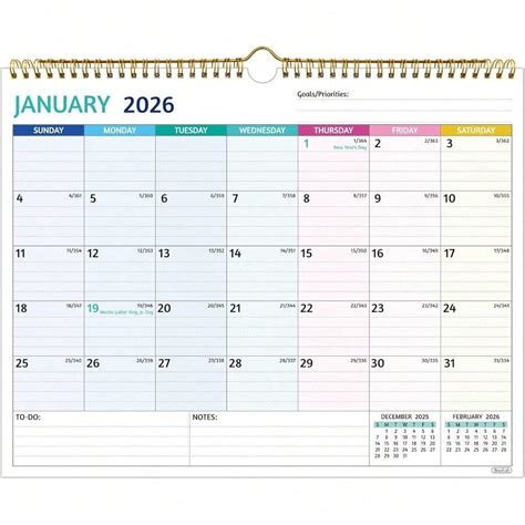 2026 Wall Calendar 2026 Calendar 14.57 X 11.42 In Jan 2026 Dec 2026 12 ...