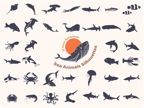 Sea Animals SIlhouettes Set, Svg Gráfico por phoenixvectorart · Creative Fabrica