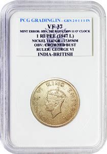 the coins INDIA BRITISH GEORGE VI 1947 (L) P C G GRADING Modern Coin ...