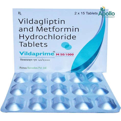 Vildaprime M 50/1000 Tablet 15's Price, Uses, Side Effects, Composition ...