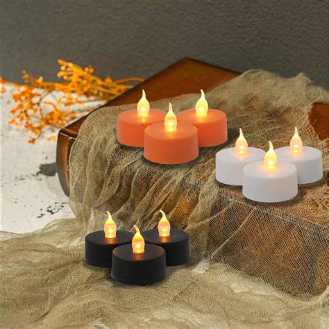3-Pack LED Orange Tealight Candles | At Home