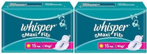 Whisper Maxi Fit L Wings (15+15 pads) Women Sanitary Pad | Buy Women ...