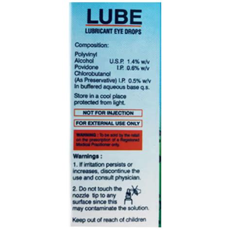 Buy Lube Lubricant Eye Drops 10 ml online | Uses, Side Effects, Price ...