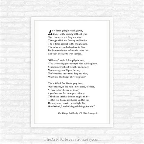The Bridge Builder Poem Print mentor gift for women for men