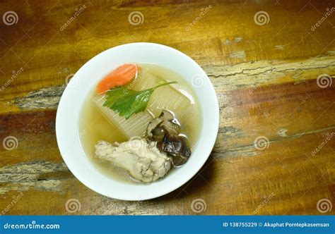 Winter Melon with Chicken Leg Soup on Bowl Stock Image - Image of meal ...