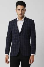 Buy Men Navy Check Slim Fit Formal Blazer Online - 925693 | Van Heusen