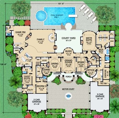 Mediterranean Plan: 9,253 Square Feet, 4 Bedrooms, 5.5 Bathrooms - 5445 ...