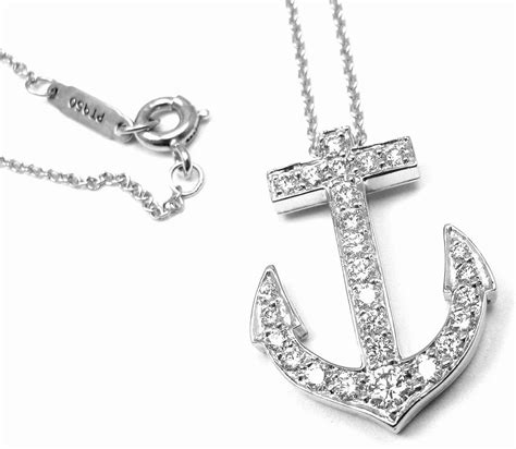 Tiffany and Co. Diamond Platinum Anchor Pendant Necklace at 1stDibs ...