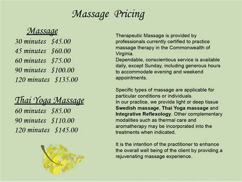 Massage Green Pricing at Corrina Davis blog