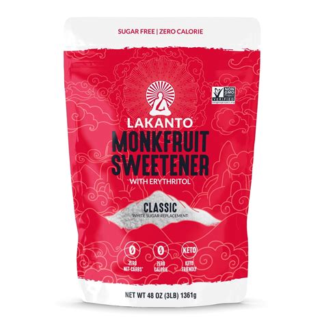 Lakanto Classic Monk Fruit Sweetener - White Sugar Substitute, Zero Calorie, Keto Diet Friendly ...