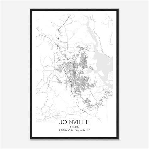 Joinville Brazil Map Poster, Joinville City Road Wall Art Print - Custom Maps & Posters