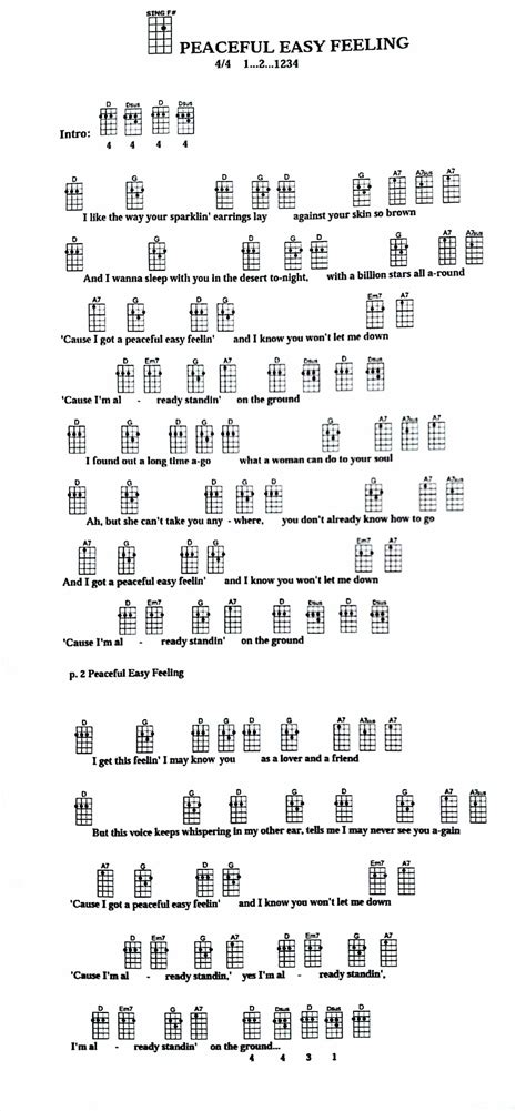 Peaceful Easy Feeling Lyrics And Chords - Sheet and Chords Collection