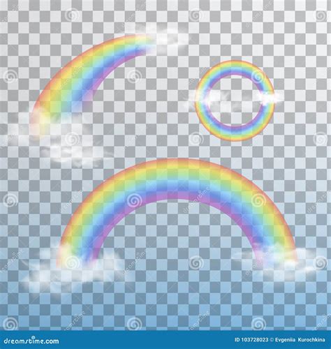 Rainbows in Different Shape Realistic Set on Transparent Background ...