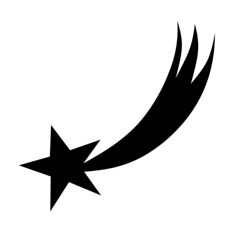 Vector silhouette of shooting star with black trail on white background. Suitable for logos ...