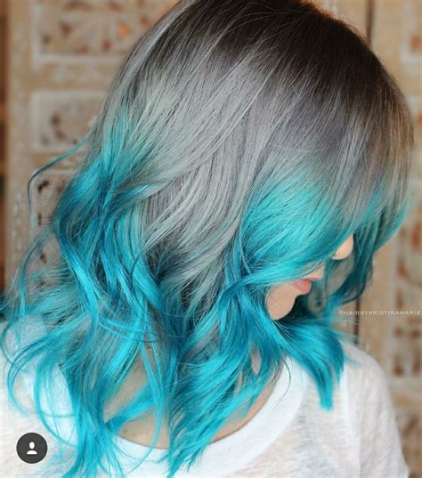 Grey and blue | Turquoise hair, Aqua hair color, Turquoise hair ombre