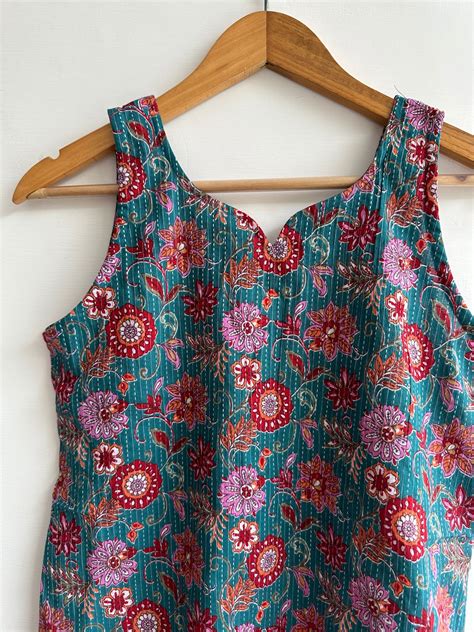 Sleeveless kurti (kantha fabric)