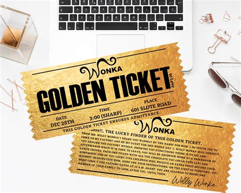 Editable Willy Wonka Golden Ticket, Willy Wonka Ticket, Willy Wonka's ...