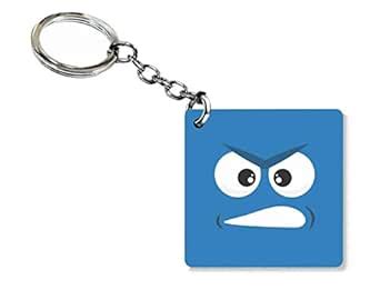 Golden Feather Stylish Key Ring Square Shape Wooden Key Chain | Emoji ...