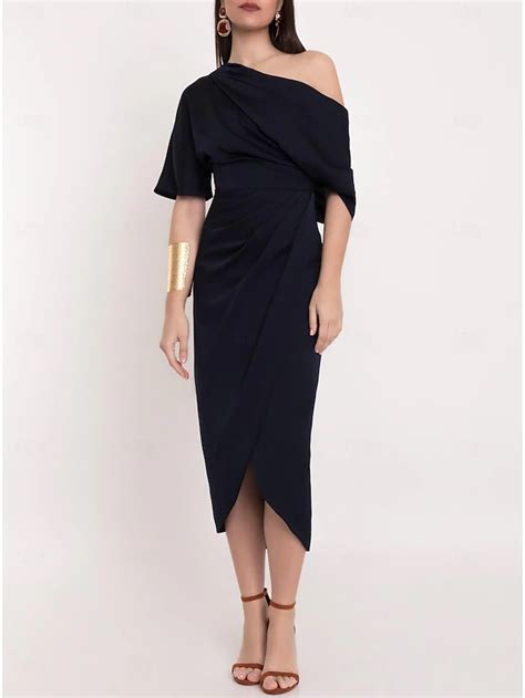 Sheath Wedding Guest Dresses Elegant Dress Semi Formal Tea Length Short ...