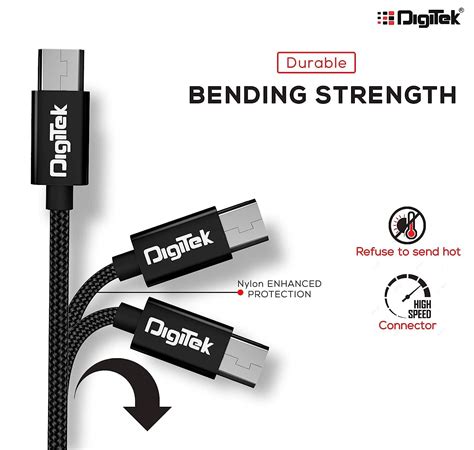 Buy Digitek (DC 1M MU NB BKLPlatinum Nylon Braided Rapid Charge & Data ...