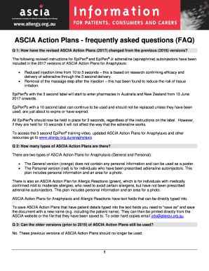 Fillable Online ASCIA Action Plans - frequently asked questions (FAQ ...