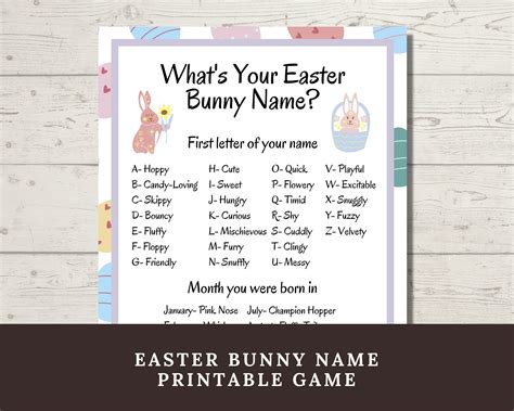 Printable What's Your Easter Bunny Name