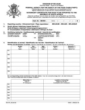 Fillable Online veterinary certificate for dogs to be exported to the ...