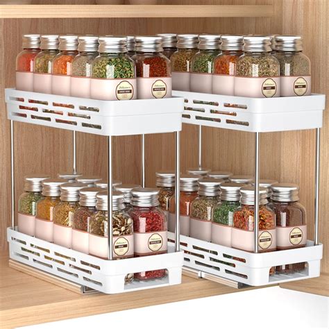Amazon.com: Spice Rack Organizer for Cabinet, 2 Pack Pull Out Spice ...