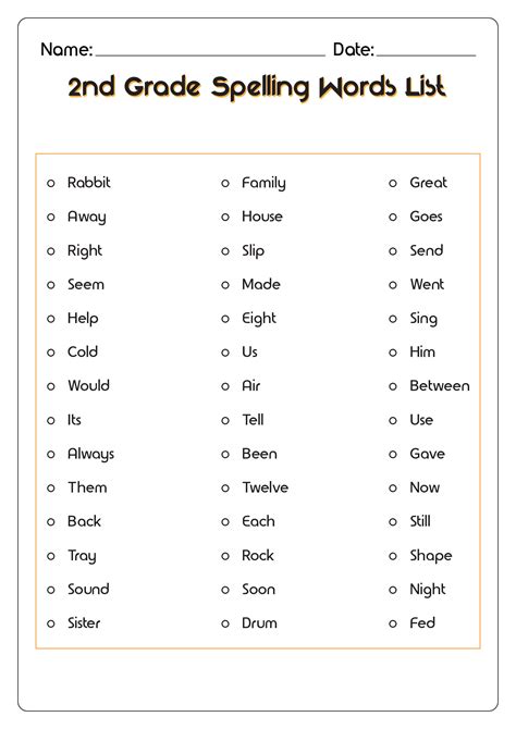 Free Printable Second Grade Spelling Words — Mom Worksheets