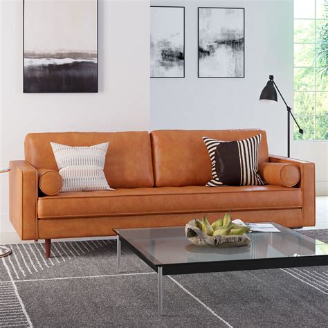 Mid Century Vintage Leather Tufted Sofa | Ashton | Inmod
