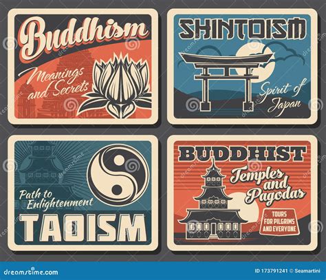 Buddhism, Shintoism and Taoism Religion Stock Vector - Illustration of ...