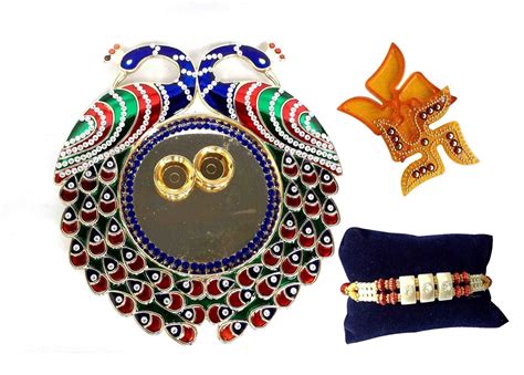 Buy Rakhi Thali - Unique Arts Big Peacock shaped acrylic Puja Thali ...