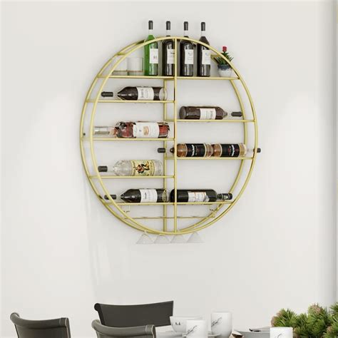 Solander 12 Bottle Wall Mounted Wine Bottle Rack in Gold, Bar Liquor ...