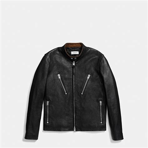 COACH Mens Leather Jackets | Washed Leather Racer Jacket