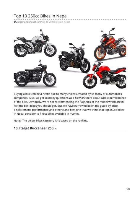 Top 10 250cc bikes in Nepal | PDF