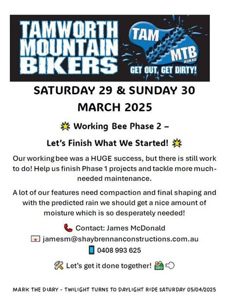 Phase 2 Working Bee - new date (after last one washed out!), Tamworth ...