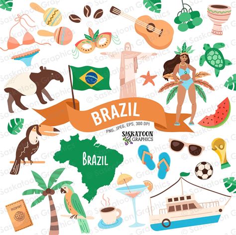 Brazil Travel Clip Art - Brazilian Flag - South American Continent ...