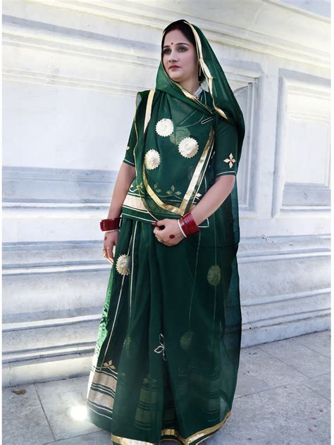 Cotton Daily Wear Aari Tari Work Rajputi Poshak in Green color-60992 ...