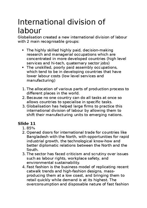 International division of labour - International division of labour ...