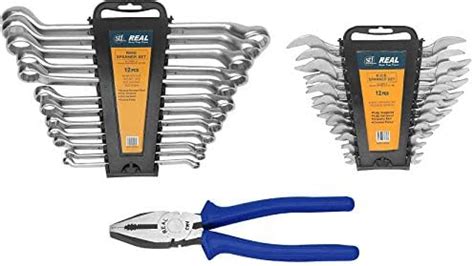REALstf Multi Hand Tool Kit 25 Pc. - 12 pcs Set of Ring Spanners with ...