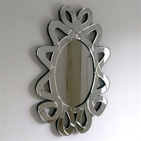 Indianshelf Clear Glass Ribbon Frame Oval Wall Mirror Handmade Decor