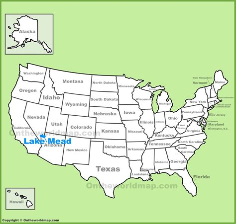 Lake Mead location on the U.S. Map - Ontheworldmap.com