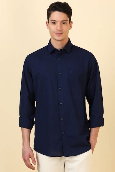 Buy Men Navy Solid Full Sleeves Casual Shirt Online - 39978058 | Allen ...
