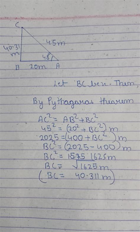 A triangular swimming pool measures 20m on one side and 45m on another ...
