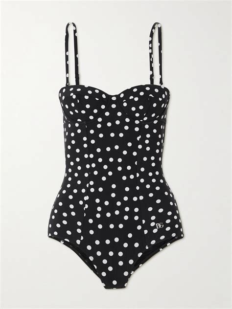 Dolce & Gabbana Polka-dot Underwired Swimsuit - Black | Editorialist